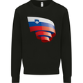 Curled Slovenia Flag Slovenian Day Football Mens Sweatshirt Jumper Black