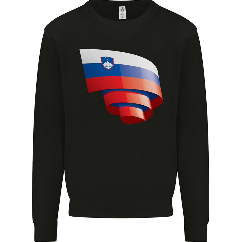 Curled Slovenia Flag Slovenian Day Football Mens Sweatshirt Jumper Black