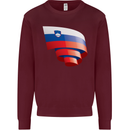 Curled Slovenia Flag Slovenian Day Football Mens Sweatshirt Jumper Maroon