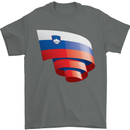 Curled Slovenia Flag Slovenian Day Football Mens T-Shirt 100% Cotton Charcoal