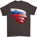 Curled Slovenia Flag Slovenian Day Football Mens T-Shirt 100% Cotton Dark Chocolate