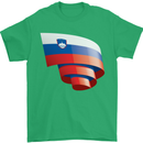 Curled Slovenia Flag Slovenian Day Football Mens T-Shirt 100% Cotton Irish Green