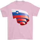 Curled Slovenia Flag Slovenian Day Football Mens T-Shirt 100% Cotton Light Pink