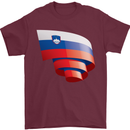 Curled Slovenia Flag Slovenian Day Football Mens T-Shirt 100% Cotton Maroon