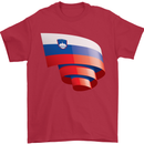 Curled Slovenia Flag Slovenian Day Football Mens T-Shirt 100% Cotton Red