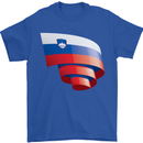 Curled Slovenia Flag Slovenian Day Football Mens T-Shirt 100% Cotton Royal Blue