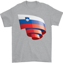 Curled Slovenia Flag Slovenian Day Football Mens T-Shirt 100% Cotton Sports Grey