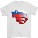 Curled Slovenia Flag Slovenian Day Football Mens T-Shirt 100% Cotton White
