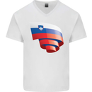 Curled Slovenia Flag Slovenian Day Football Mens V-Neck Cotton T-Shirt White