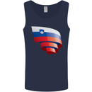 Curled Slovenia Flag Slovenian Day Football Mens Vest Tank Top Navy Blue