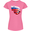 Curled Slovenia Flag Slovenian Day Football Womens Petite Cut T-Shirt Azalea