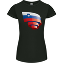 Curled Slovenia Flag Slovenian Day Football Womens Petite Cut T-Shirt Black