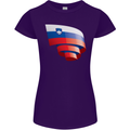 Curled Slovenia Flag Slovenian Day Football Womens Petite Cut T-Shirt Purple