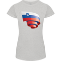 Curled Slovenia Flag Slovenian Day Football Womens Petite Cut T-Shirt Sports Grey