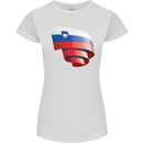 Curled Slovenia Flag Slovenian Day Football Womens Petite Cut T-Shirt White