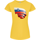 Curled Slovenia Flag Slovenian Day Football Womens Petite Cut T-Shirt Yellow