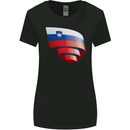 Curled Slovenia Flag Slovenian Day Football Womens Wider Cut T-Shirt Black