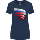 Curled Slovenia Flag Slovenian Day Football Womens Wider Cut T-Shirt Navy Blue