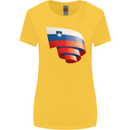 Curled Slovenia Flag Slovenian Day Football Womens Wider Cut T-Shirt Yellow