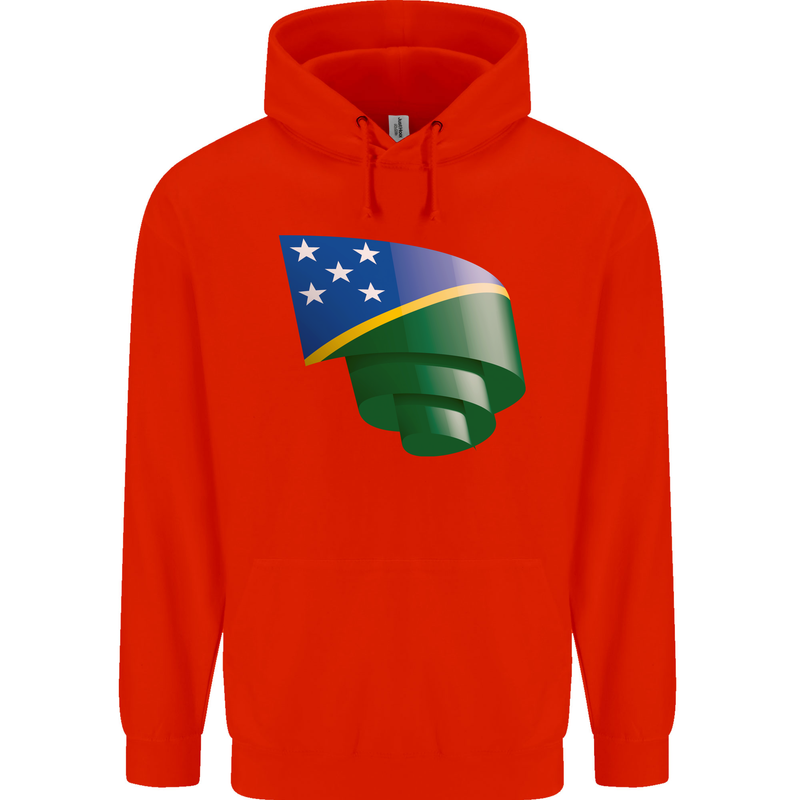 Curled Solomon Islands Flag Day Football Childrens Kids Hoodie Bright Red