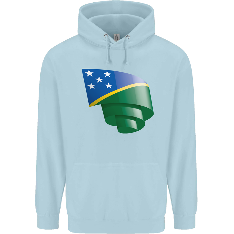 Curled Solomon Islands Flag Day Football Childrens Kids Hoodie Light Blue