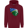 Curled Solomon Islands Flag Day Football Childrens Kids Hoodie Maroon