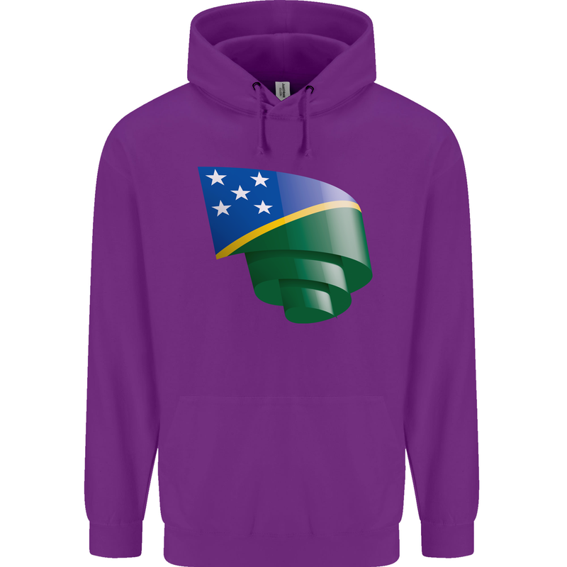 Curled Solomon Islands Flag Day Football Childrens Kids Hoodie Purple