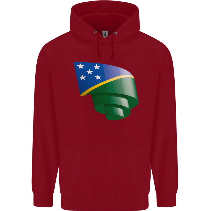 Curled Solomon Islands Flag Day Football Childrens Kids Hoodie Red
