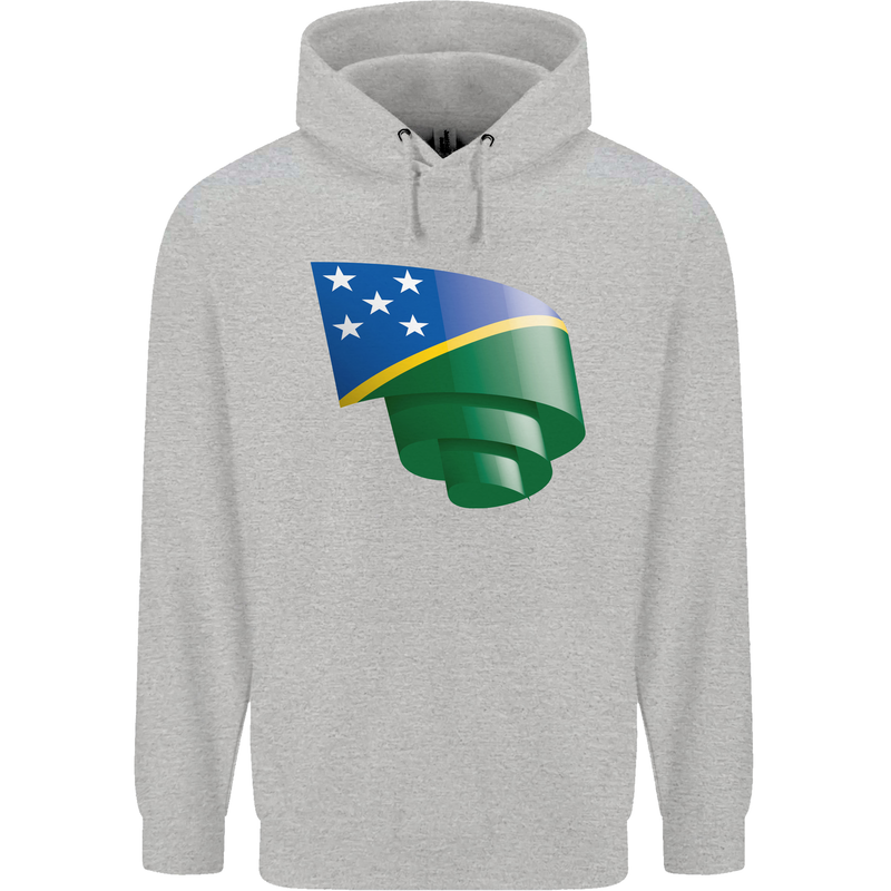 Curled Solomon Islands Flag Day Football Childrens Kids Hoodie Sports Grey