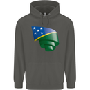 Curled Solomon Islands Flag Day Football Childrens Kids Hoodie Storm Grey