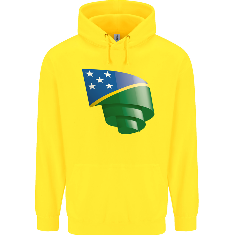Curled Solomon Islands Flag Day Football Childrens Kids Hoodie Yellow