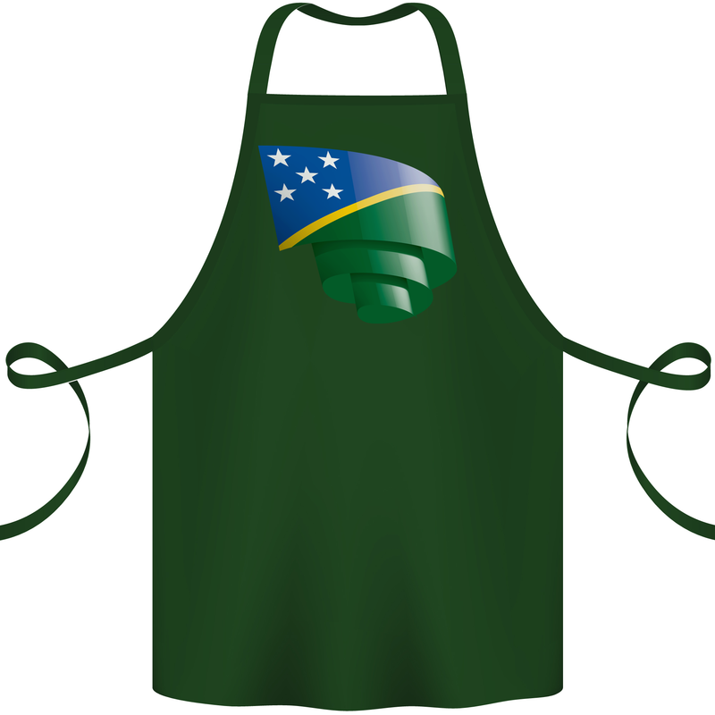 Curled Solomon Islands Flag Day Football Cotton Apron 100% Organic Forest Green