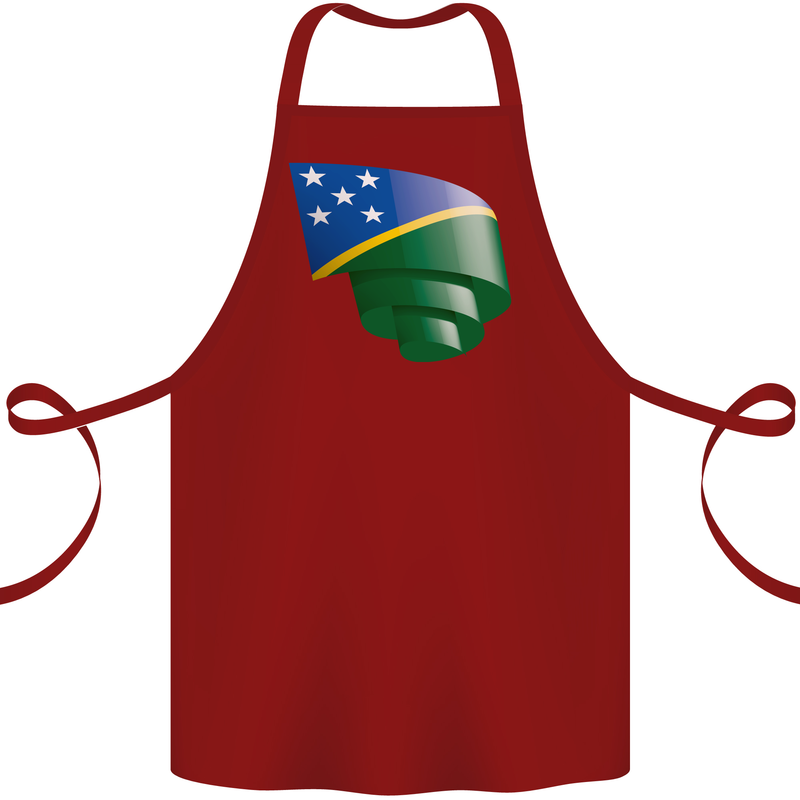 Curled Solomon Islands Flag Day Football Cotton Apron 100% Organic Maroon