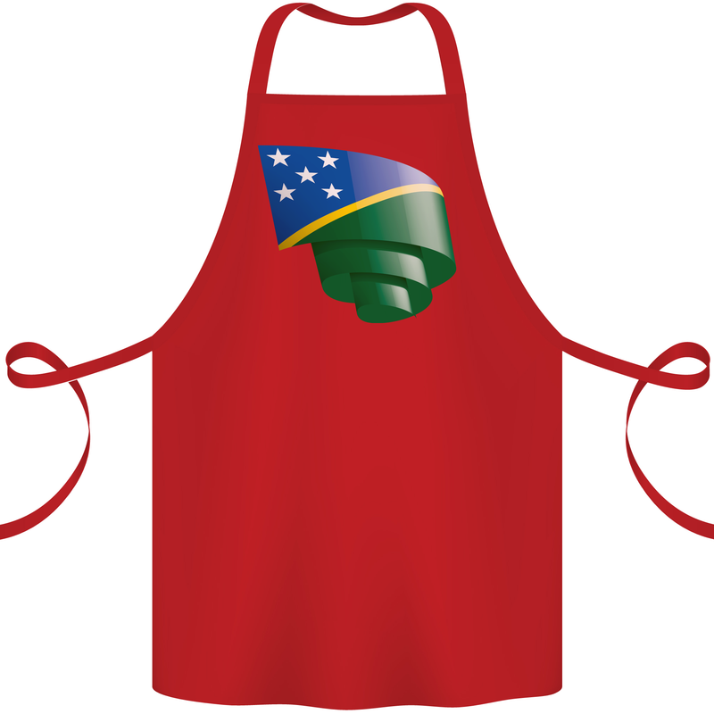 Curled Solomon Islands Flag Day Football Cotton Apron 100% Organic Red