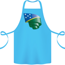 Curled Solomon Islands Flag Day Football Cotton Apron 100% Organic Turquoise