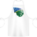 Curled Solomon Islands Flag Day Football Cotton Apron 100% Organic White