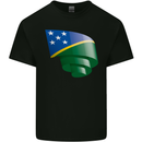 Curled Solomon Islands Flag Day Football Kids T-Shirt Childrens Black