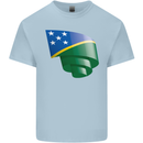 Curled Solomon Islands Flag Day Football Kids T-Shirt Childrens Light Blue
