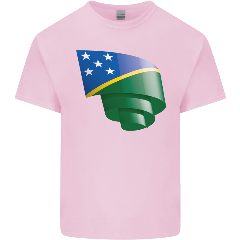 Curled Solomon Islands Flag Day Football Kids T-Shirt Childrens Light Pink