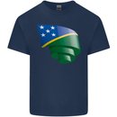 Curled Solomon Islands Flag Day Football Kids T-Shirt Childrens Navy Blue