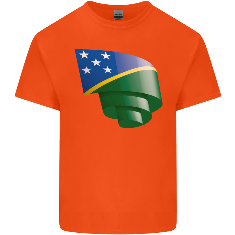 Curled Solomon Islands Flag Day Football Kids T-Shirt Childrens Orange