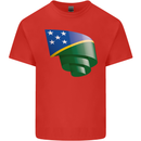 Curled Solomon Islands Flag Day Football Kids T-Shirt Childrens Red