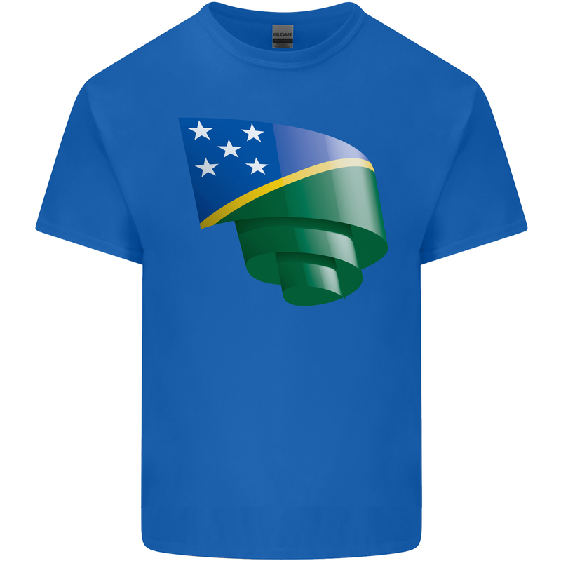 Curled Solomon Islands Flag Day Football Kids T-Shirt Childrens Royal Blue