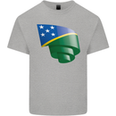 Curled Solomon Islands Flag Day Football Kids T-Shirt Childrens Sports Grey