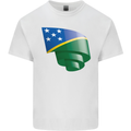 Curled Solomon Islands Flag Day Football Kids T-Shirt Childrens White