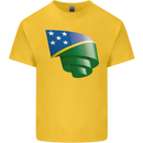 Curled Solomon Islands Flag Day Football Kids T-Shirt Childrens Yellow