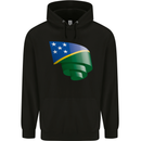 Curled Solomon Islands Flag Day Football Mens 80% Cotton Hoodie Black
