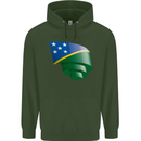 Curled Solomon Islands Flag Day Football Mens 80% Cotton Hoodie Forest Green