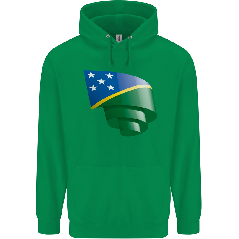 Curled Solomon Islands Flag Day Football Mens 80% Cotton Hoodie Irish Green
