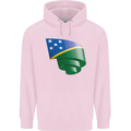 Curled Solomon Islands Flag Day Football Mens 80% Cotton Hoodie Light Pink